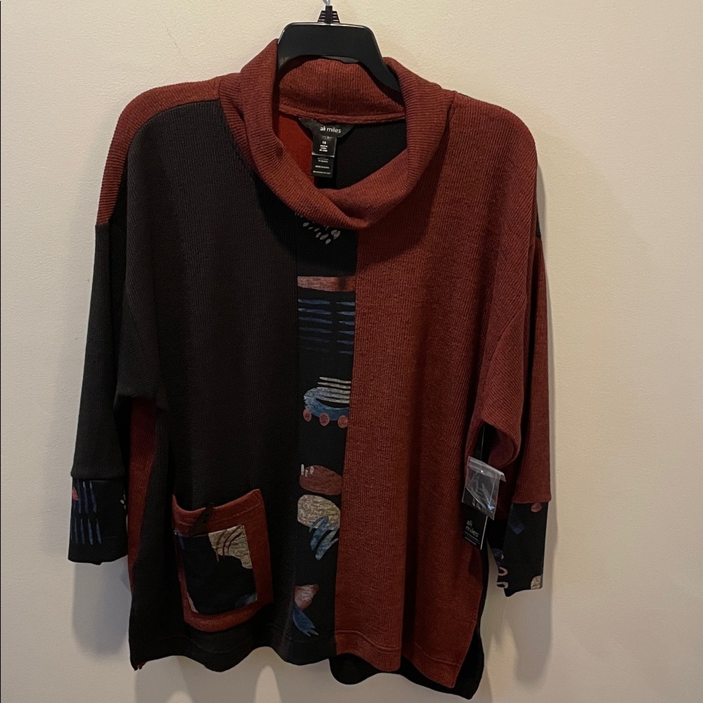 Ali Miles Textured Rib Knit Tunic Top Size 1X, NWT